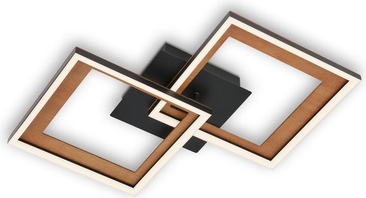 Image du produit Briloner Plafonnier LED, noir-bois, 2xLED/11W (1300 lm)