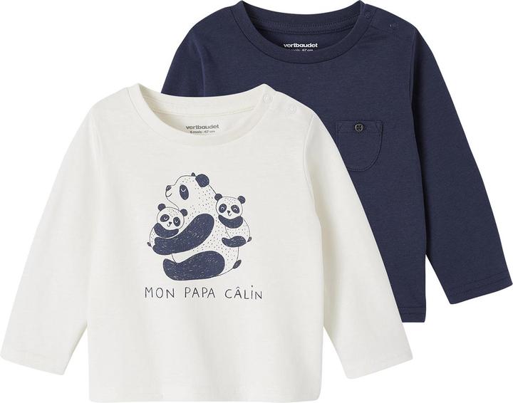 Lot De 2 T-shirts Col Roulé Bébé – 95% Coton, Manches Longues, Ouverture Pressionnée