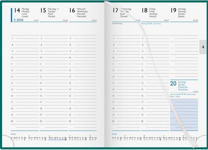 Produktbild Biella Geschäftsagenda (14.5 x 20.5 cm, Deutsch, Englisch, Französisch, Italienisch)