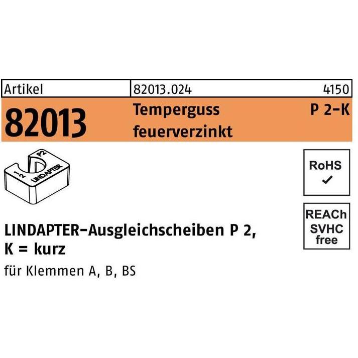 Lindapter, Zubehör Befestigungstechnik, Ausgleichscheibe R 82013 GTW 40 P2 M 20 / 20,0 Temperguss feuerverzinkt