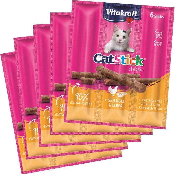 Produktbild Vitakraft Vita Cat Stick mini Geflügel & Leber (Adult, 30 Stk., 180 g)