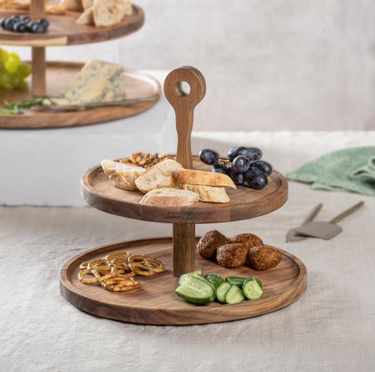Actual product image Ladelle Gather Round acacia 2-storey serving tower
