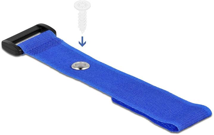 Actual product image Delock Velcro cable tie with loop and fixing eye L 190 x W 25 mm blue 5 pieces (Velcro cable ties, 190 mm, 5 pcs.)