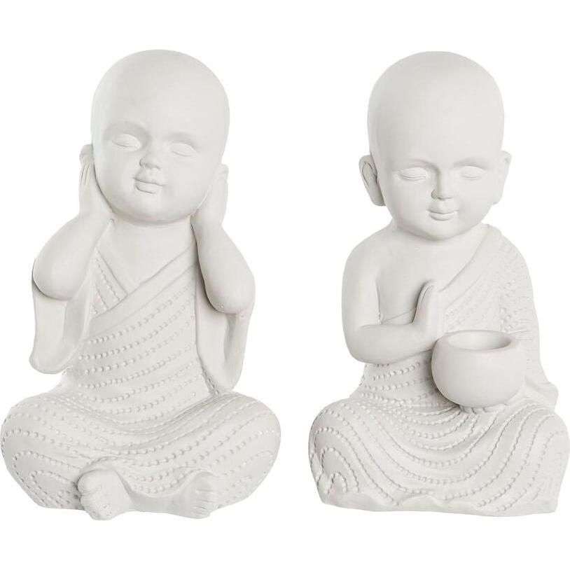 Dkd Home Decor, Statuette E Sculture Decorative, Statuetta Decorativa 25,5 X 19 X 39 Cm Monaco Bianco Orientale (2 Pezzi)