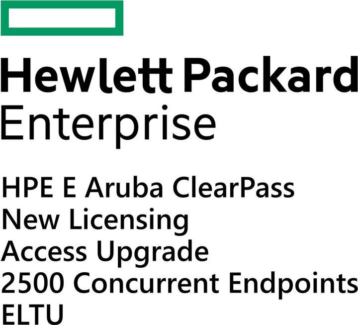Image du produit HPE E Aruba ClearPass, New Licensing, Access, Upgrade, 2500 Concurrent Endpoints, E-LTU