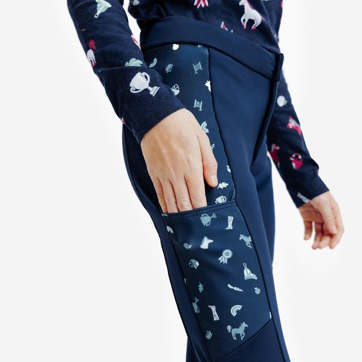 Actual product image Fouganza Winter-Reithose 100 Kinder grüner Print