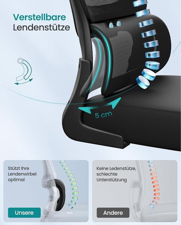 Image du produit Songmics Bürostuhl mit Armlehnen Schwarz