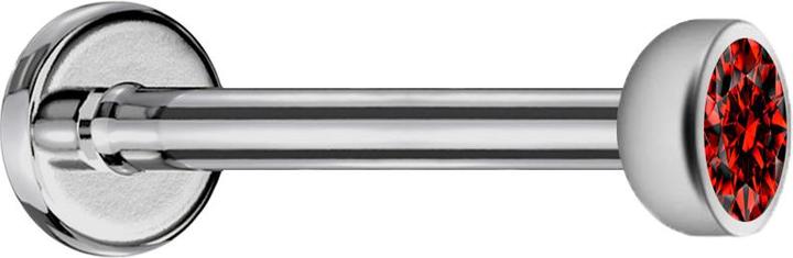 Actual product image Star Piercing Micro Labret internal thread silver with hemisphere crystal red (without brass, Titanium)