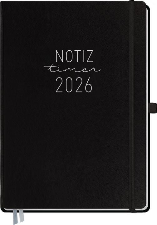 Wochen-Notiz-Timer Maxi A4 schwarz 2026 (21 x 30 cm, Tedesco)