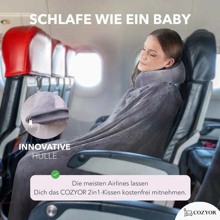 Immagine prodotto Cozyor Coperta da viaggio e cuscino da viaggio 2 in 1 per l'aereo (Cuscino per testa e collo)
