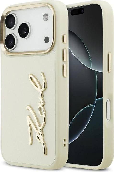 Productafbeelding Karl Lagerfeld case PU leather case with Karl script logo and metal camera buttons for iPhone 17 Pro (Apple iPhone 17 Pro)