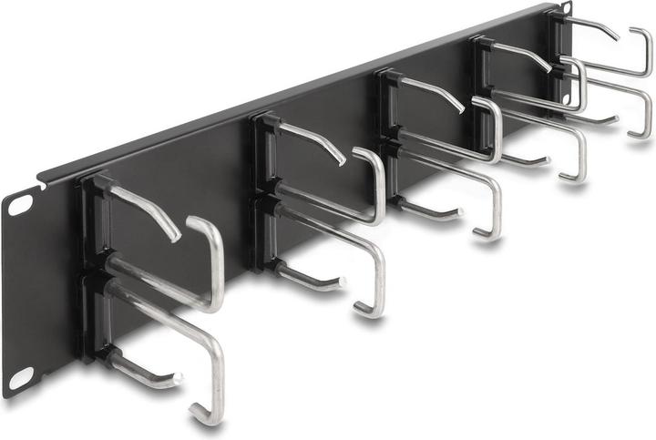 Actual product image Delock 48.30cm (19") cable management patch panel with 10 metal brackets 2 U black