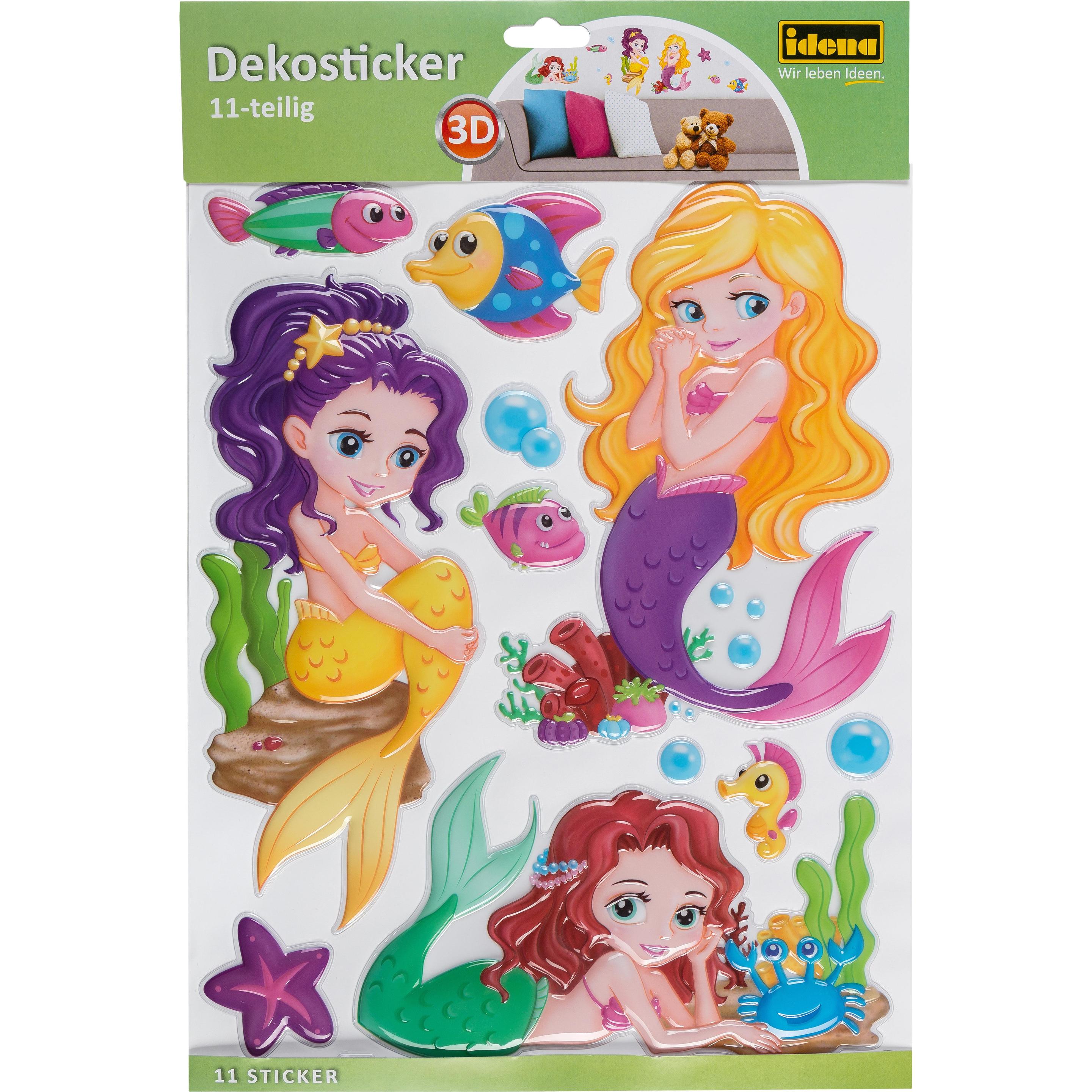 Idena, Sticker, Dekosticker Meerjungfrauen, 11-tlg.