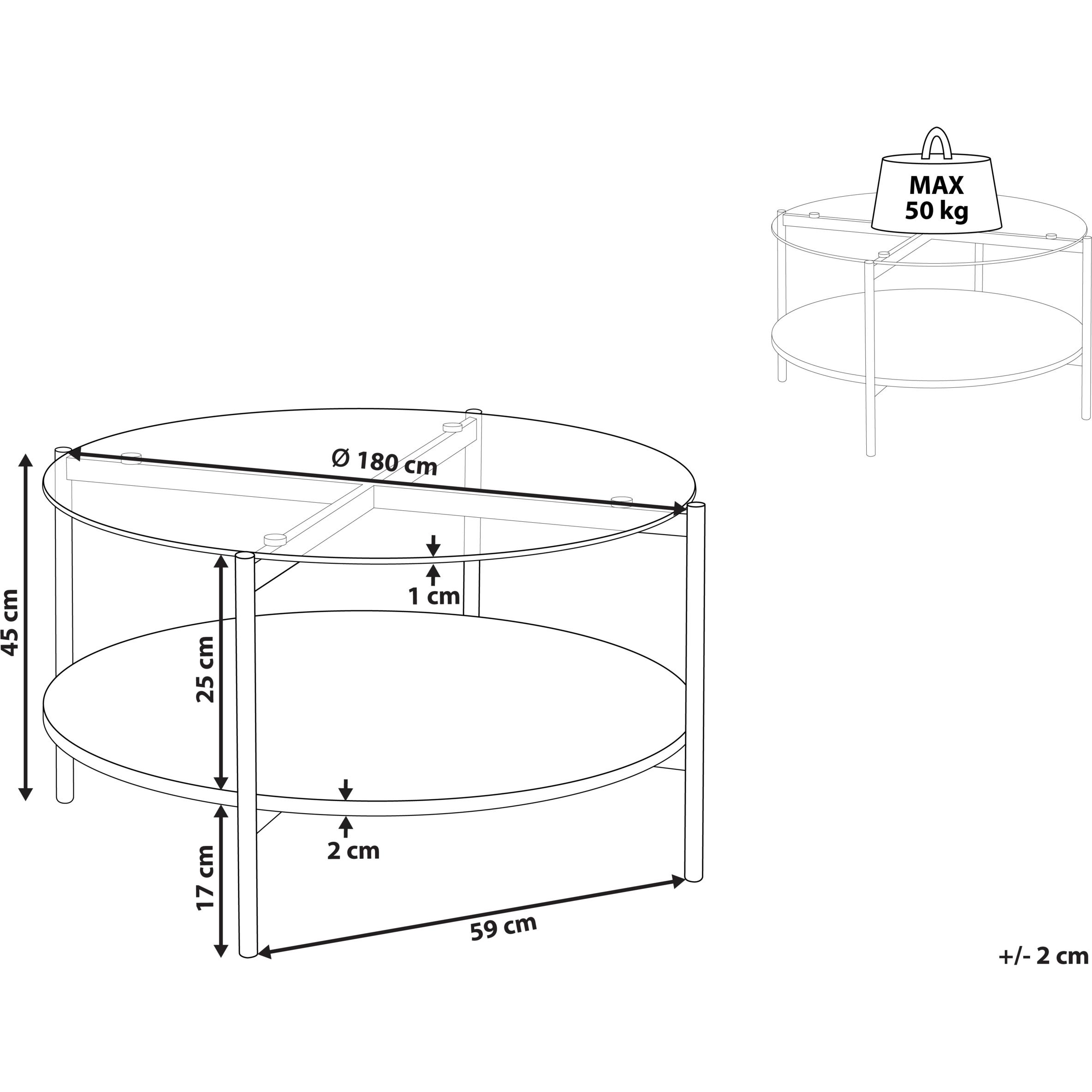 Thumbnail - Beliani, Couchtisch + Beistelltisch, Lovell (80 x 45 x 45 cm)