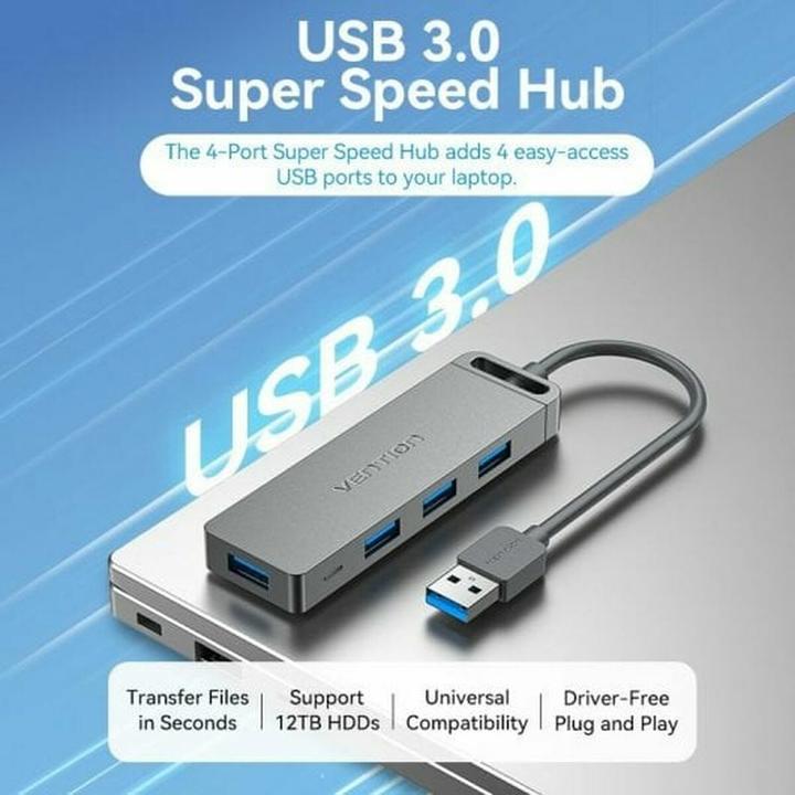 Produktbild Vention USB2.0 to USB2.0 x 4 Hub with Power supply Black 0.15m (USB-C, 4 Ports)