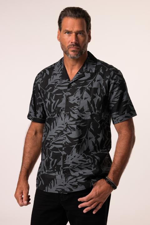 Immagine prodotto JP1880 Hemd, Halbarm, Leinenmix, floraler Print, Cuba-Kragen, Cuba Fit (5XL)