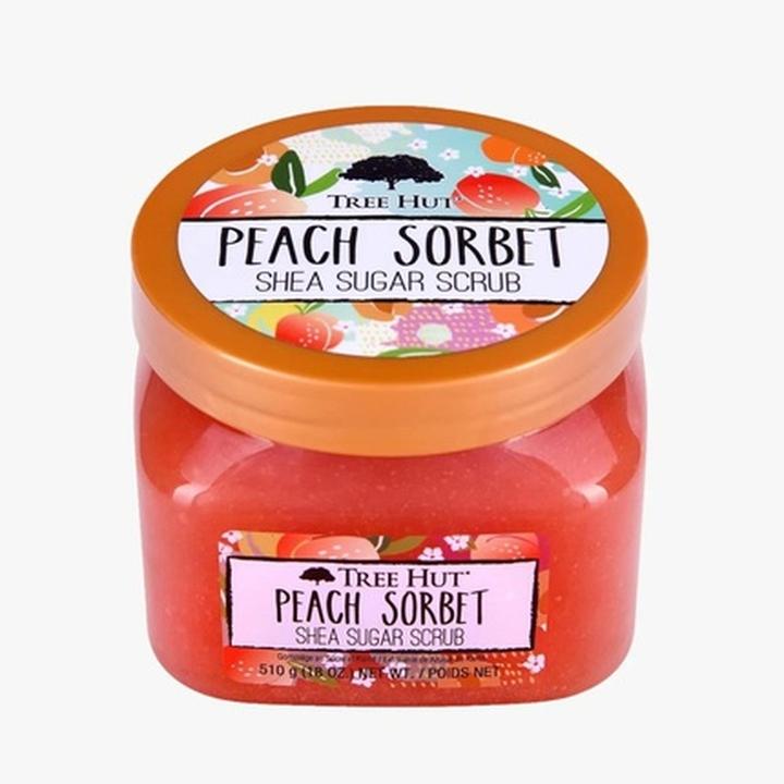 Actual product image Tree Hut Peach Sorbet Shea Sugar Scrub 18 oz Ultra Hydrating Exfoliating Nourishing Essential Body C (510 ml)