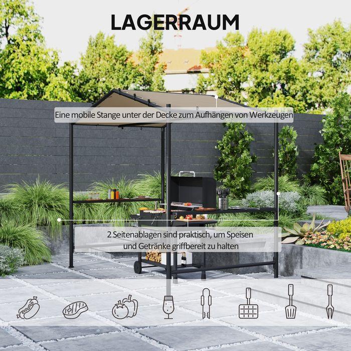 Produktbild Swisshandel24 Grillpavillon 277x149x230 cm wasserdicht flammhemmend, Khaki (277 cm, 149 cm)