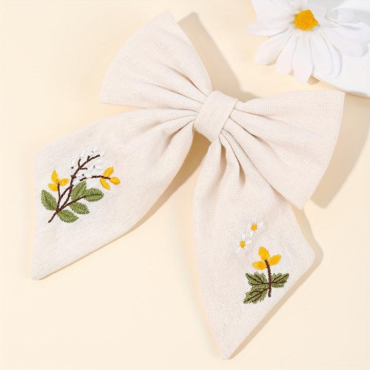 Produktbild Activity Board 1pc niedliche Blume Stickerei Schleife Haarspange, gemischte Farbe, Polyester, Mode (1 Stk.)