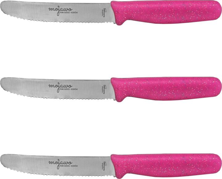 Mojawo Set of 3 breakfast knives Table knife Roll knife Solingen Pink (11 cm)