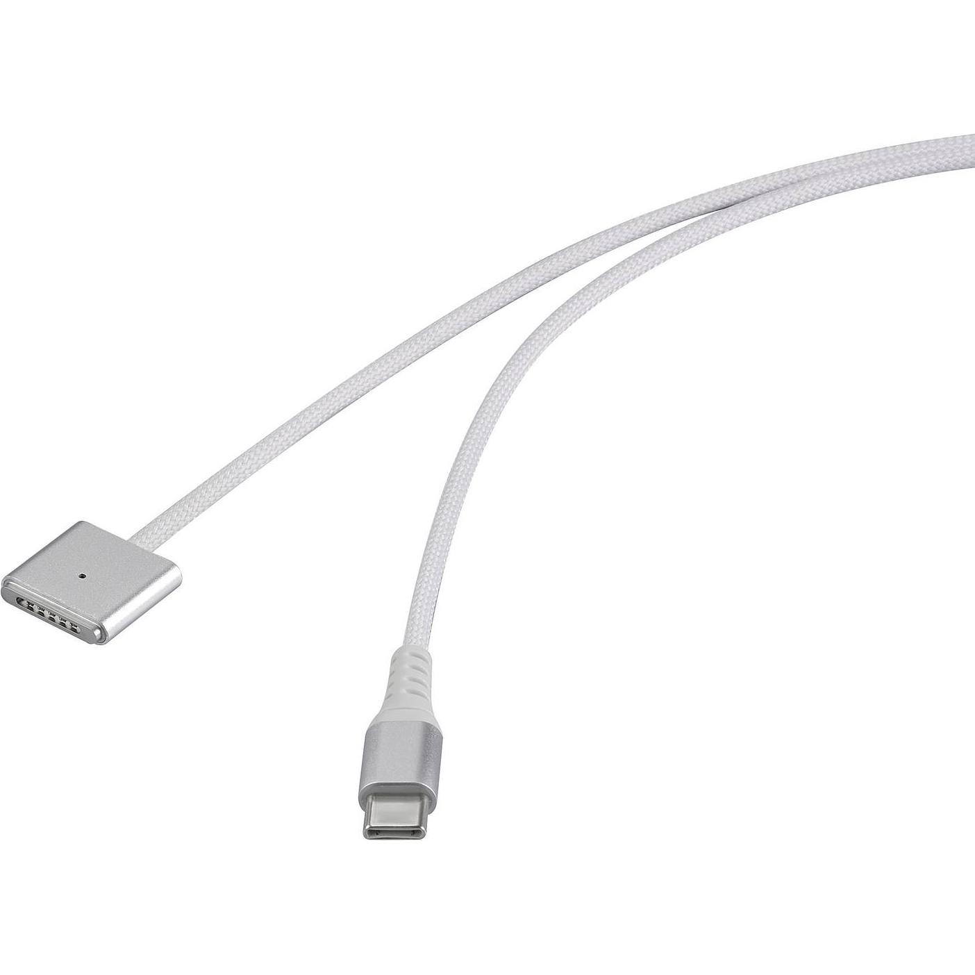 Renkforce USB-Ladekabel Magsafe 3 USB-C, Magsafe 3 2.00 m Weiss magnetischer Ste (2 m, 140 W), Cavo USB