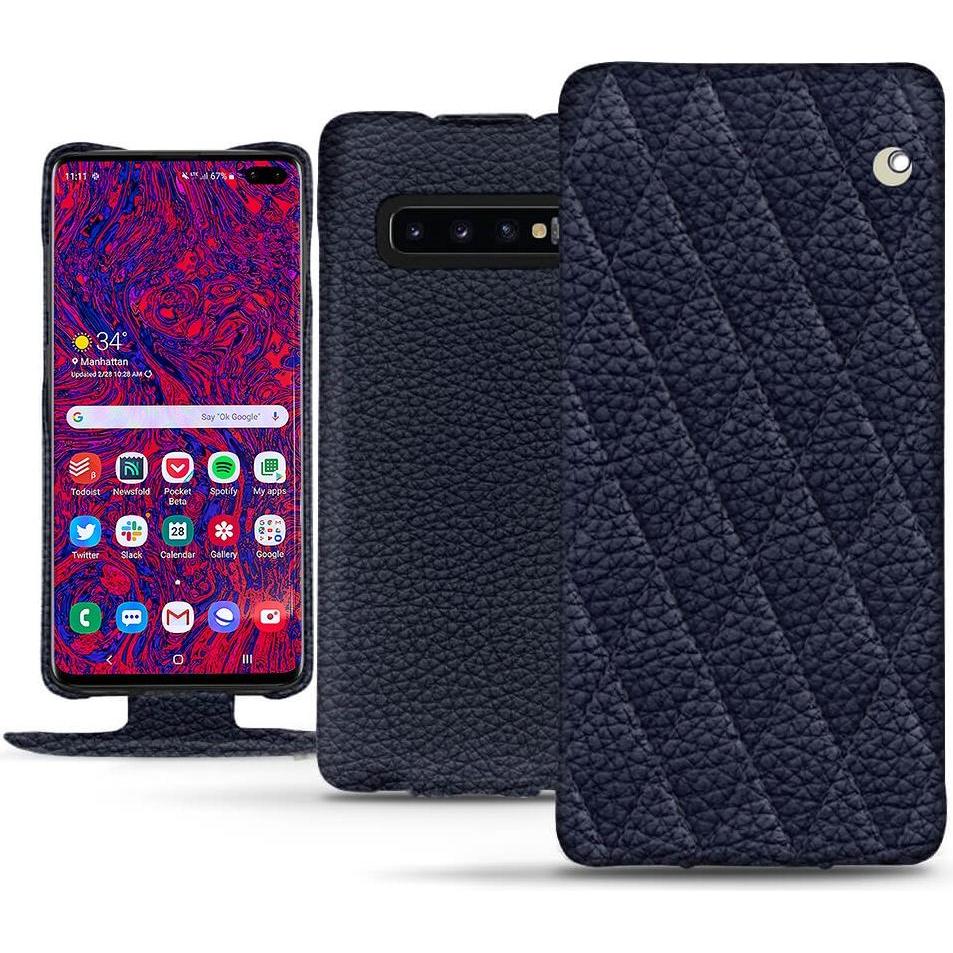 Noreve Lederschutzhülle vertikal (Samsung Galaxy S10+), Smartphone Hülle, Violett