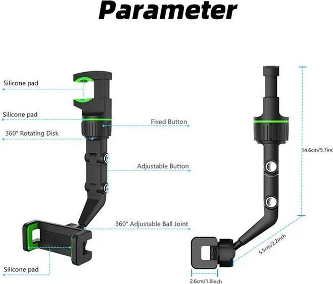 Produktbild PhoneLook Universal Rückspiegel Smartphone Halter Multi-Funktions Halterung flexibler Arm und Klemme