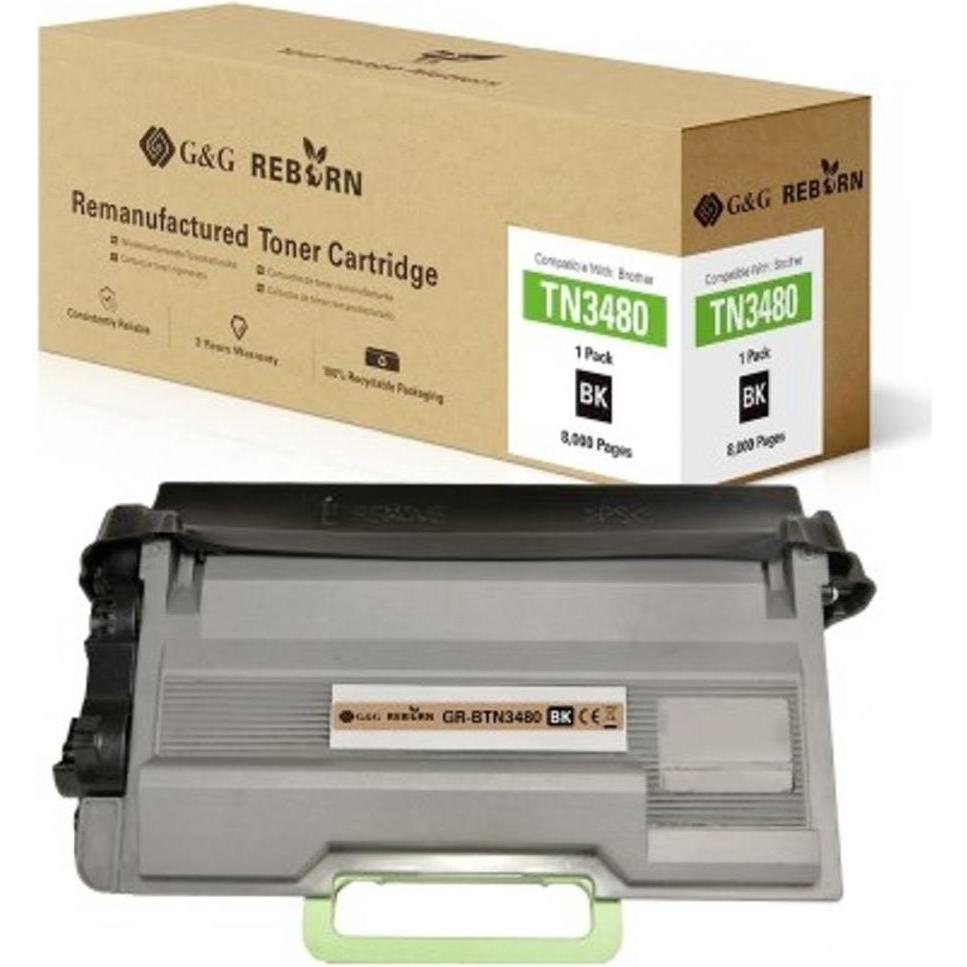 G&G, Toner, Toner ersetzt Brother TN-3480 Kompatibel Schwarz 8000 Seiten Reborn remanuf