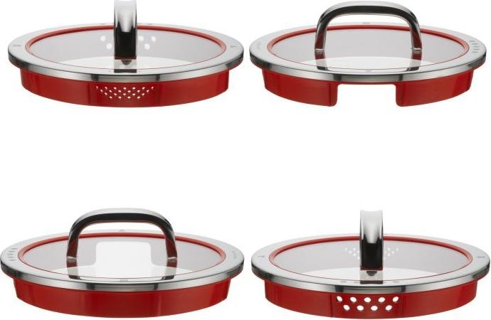 Produktbild WMF Topfdeckel 16cm Glasdeckel Function 4 Silikon Glas Edelstahl rot (16 cm, Metall, Glas)