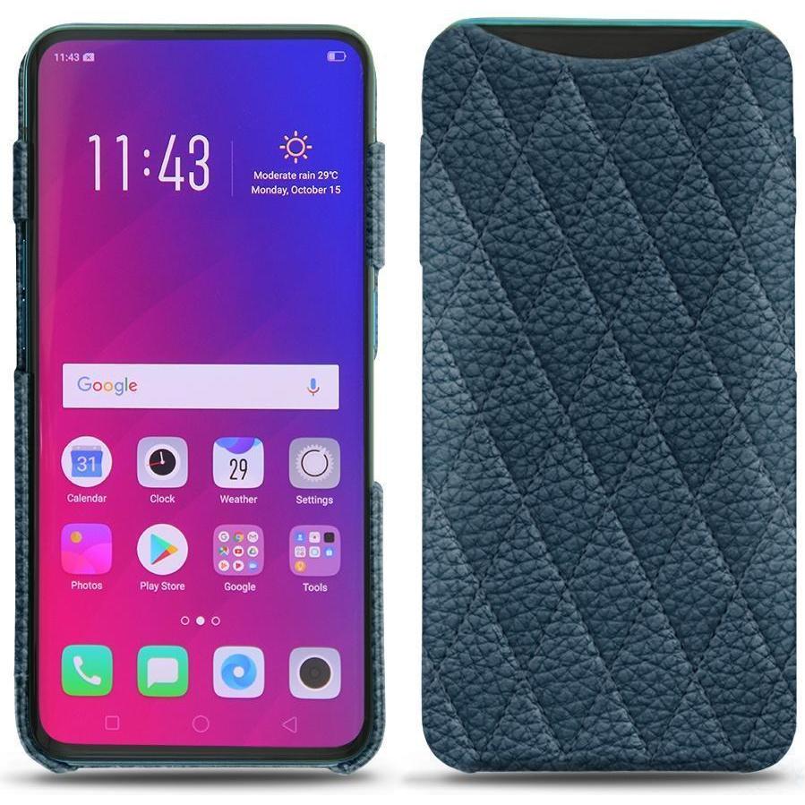 Noreve Lederschutzhülle (Oppo Find X), Smartphone Hülle, Blau