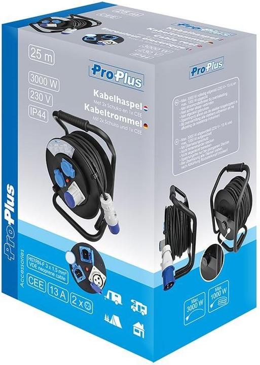 Produktbild ProPlus Kabeltrommel CEE (2x Schuko + 1xCEE) (25 m, 4.50 mm²)