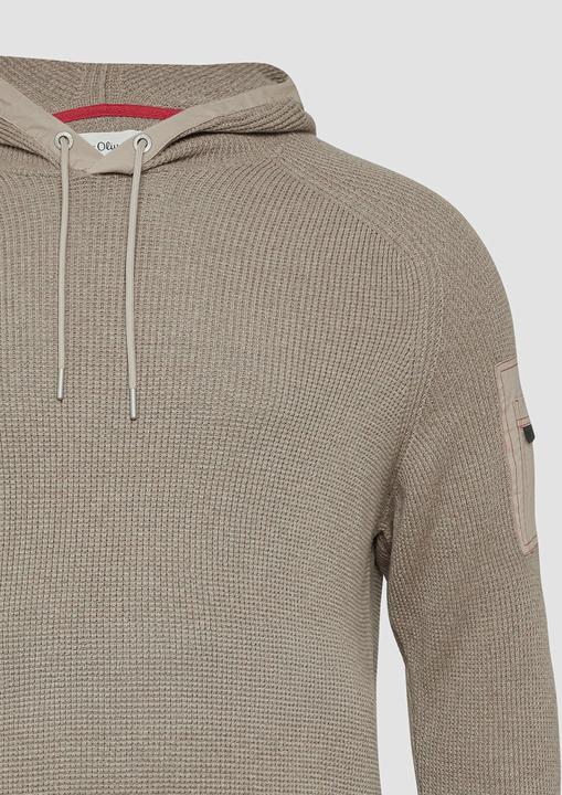 Produktbild s.Oliver Strickpullover Struktur-Hoodie im Materialmix mit Ärmeltasche (5XL)
