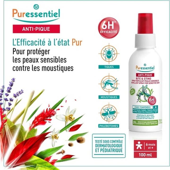 Actual product image Puressentiel Anti-Stich Abwehrspray empfindliche Haut Spray (100 ml)