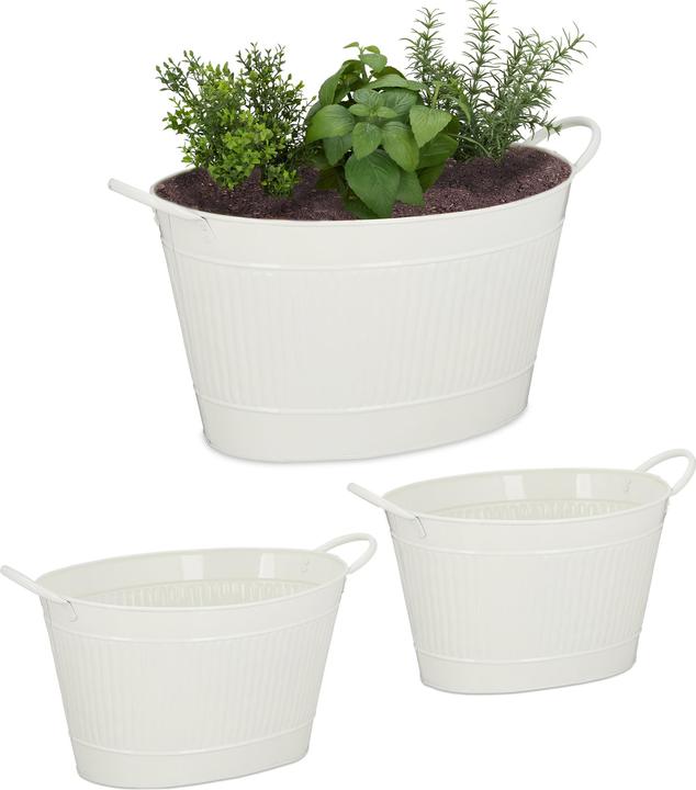 Actual product image Relaxdays Tub Zinc Look Set Of 3 (49 cm)