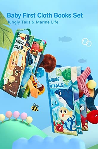 Produktbild Activity Board Babybuch Baby Stoffbuch - 2 Stück Buch Babyspielzeug - 3D Bilderbuch Stoffbücher Fühlbuch