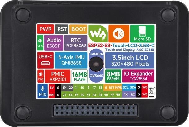 Produktbild WaveShare ESP32-S3 Touch LCD 3.5B-C 3.5 Zoll 480×320 mit OV5640 Kamera