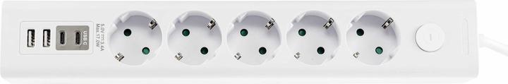 Actual product image Chilitec Multiple socket outlet, 5-way, USB-A+C, 1.5 m supply cable, white (5x)