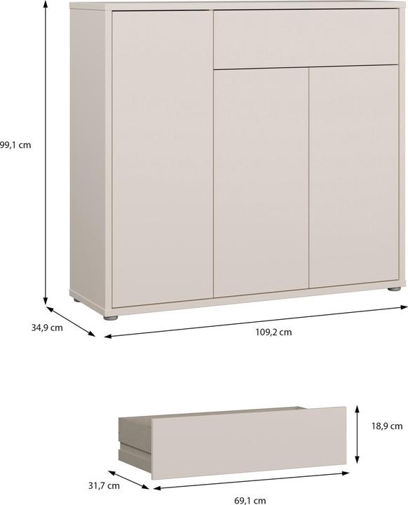 Actual product image Möbel-Eins Adiago (109.20 x 34.90 x 99.10 cm)