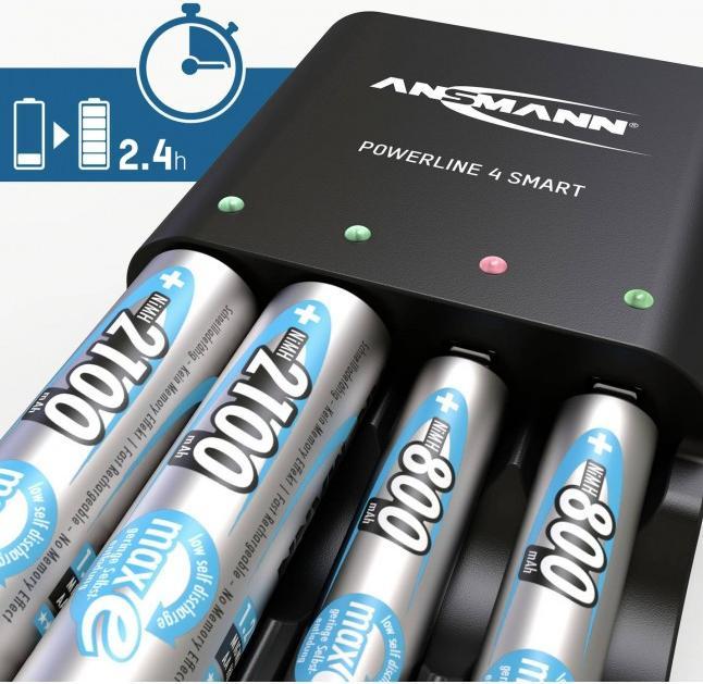 Productafbeelding Ansmann Batterijlader Powerline NiMH/NiCD Mignon AA/Micro AAA (1 Pcs., Oplaadbare batterijen + lader)