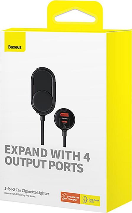 Immagine prodotto Baseus Accendisigari per auto 1 per 2 ad alta efficienza Pro 30 W (nero)