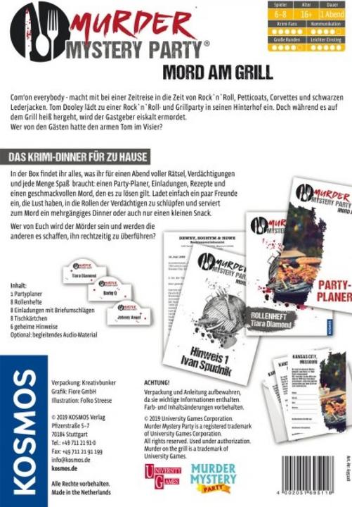 Actual product image Kosmos Murder Mystery Party - Murder at the Grill (German, 6 - 8 Players)