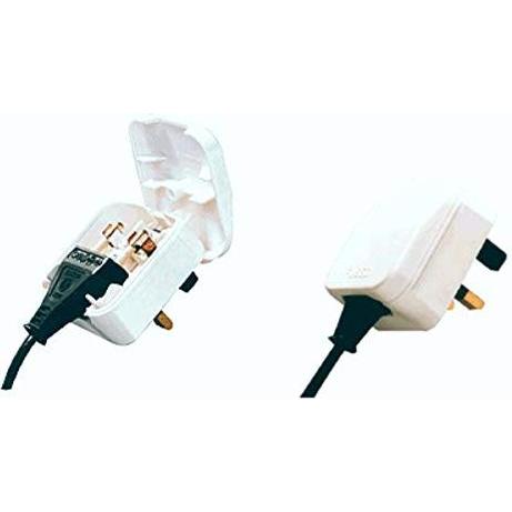 10Tacel, Reiseadapter, Stromadapter schwarz EU C7 auf England UK Typ G, verschraubt