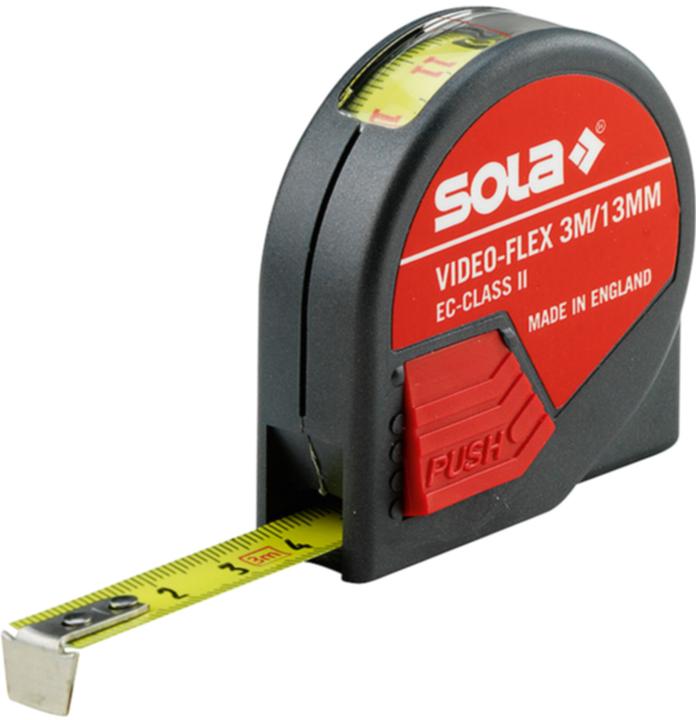 Sola Messwerkzeuge Mètre à ruban - VIDEO-FLEX - 3m / 13mm - Mètre à ruban de poche pour mesures intérieures - ruban en (3 m)