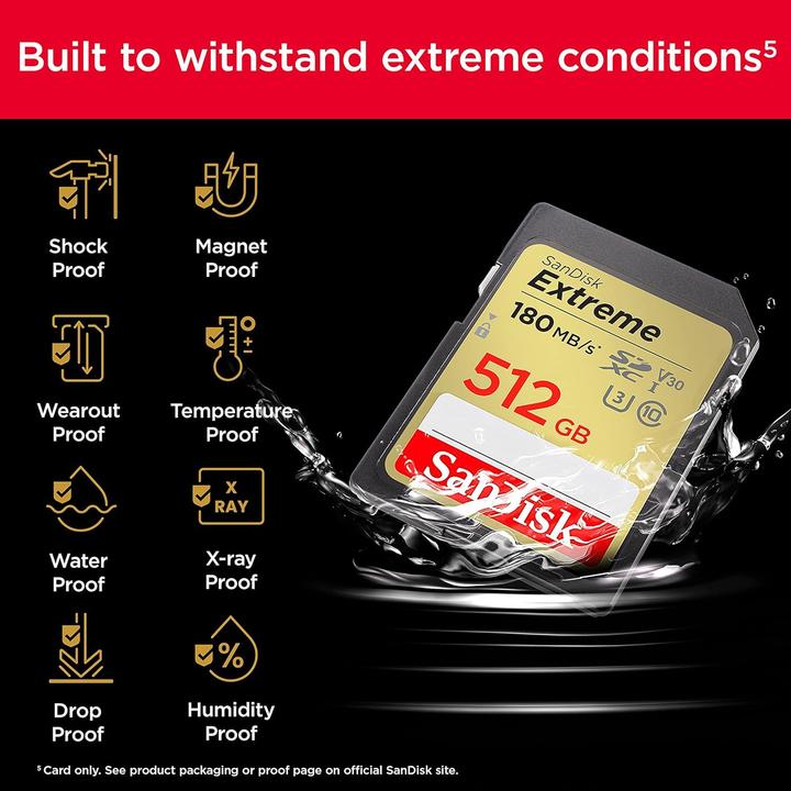 Produktbild SANDISK Extreme (512 GB, SDXC, U3, UHS-I)