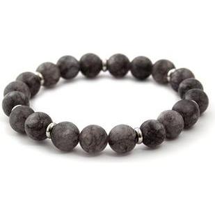 Beneto, Armschmuck, Gray jade bead bracelet MINK87 - Length: 19 cm, (19 cm)
