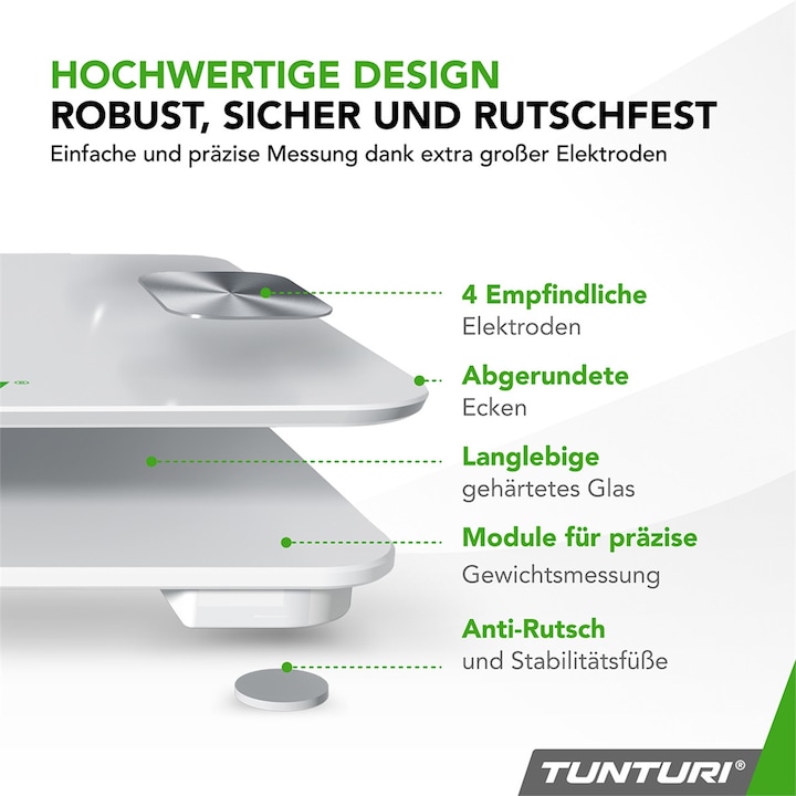 Produktbild Tunturi SC30 Intelligente Analyse-Waage mit APP (180 kg)