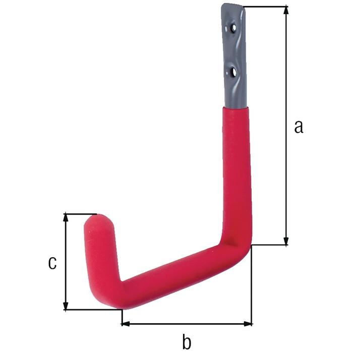 GAH, Garderobe + Kleiderhaken, Wandhaken U-Form Rotgummi Ausladung 83 mm Stahl roh verzinkt Höhe 120 mm Ø 18 mm