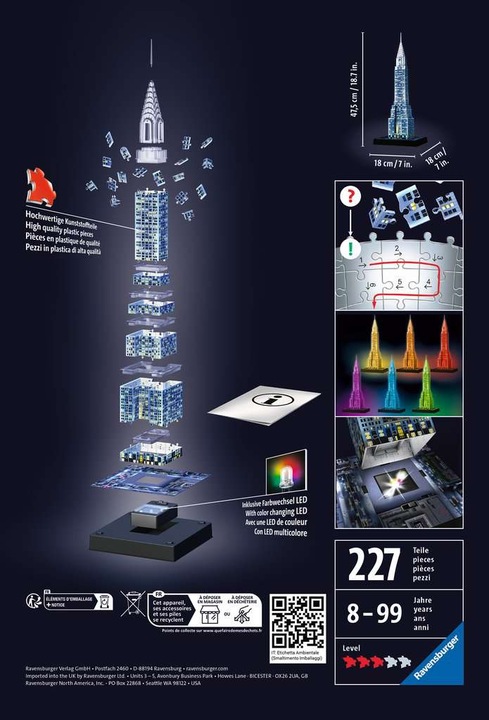 Actual product image Ravensburger Night Edition: Chrysler Building - 3D building puzzle (216 pieces)