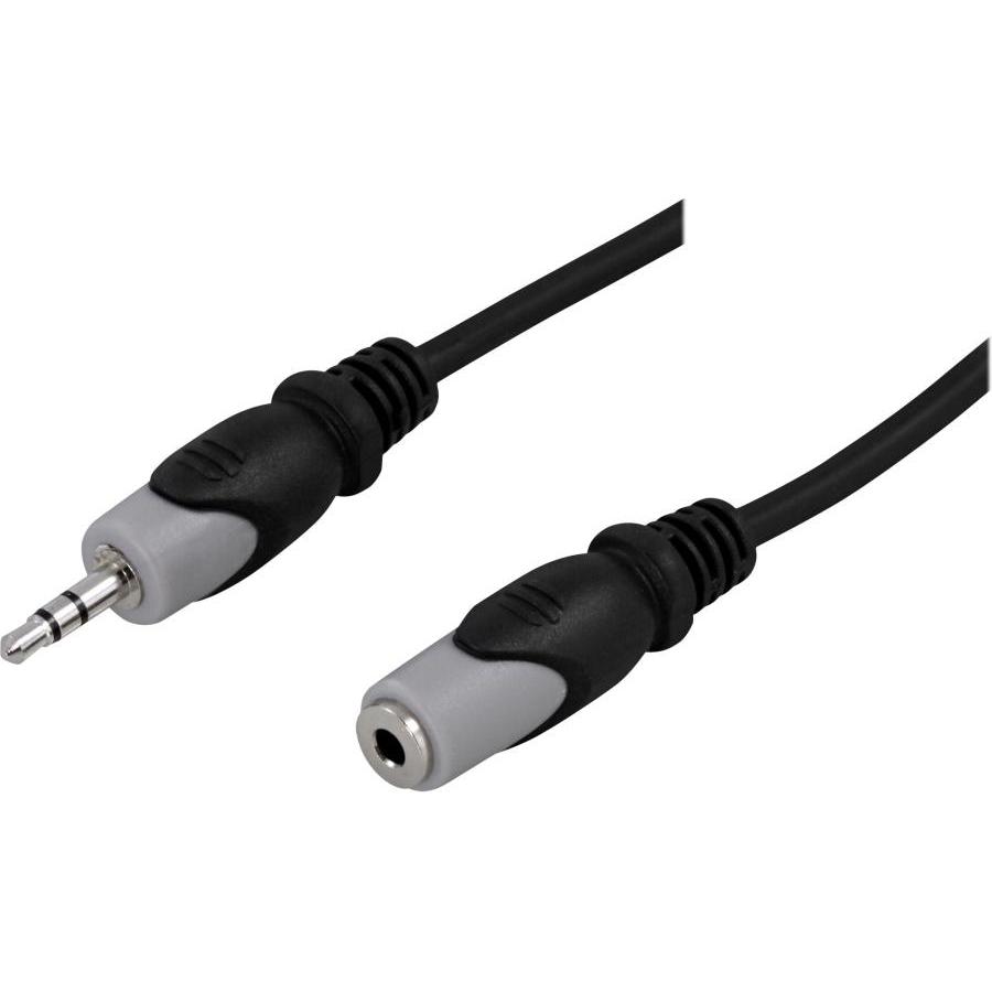 Deltaco MM-163 - 3.5mm - 10 m - Schwarz - Grau (10 m, 3.5mm Klinke (AUX)), Audio Kabel