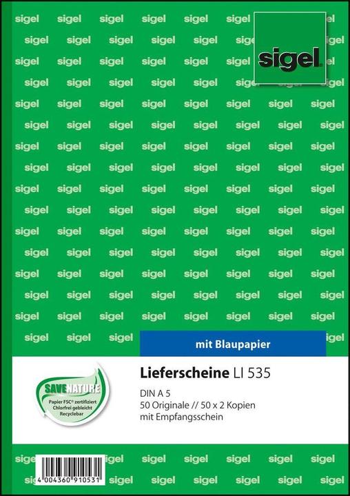 Actual product image Sigel Form book "Delivery note with receipt", A5 (50 x)